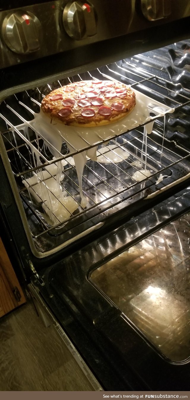 My daughter used a plastic cutting board for a pizza pan