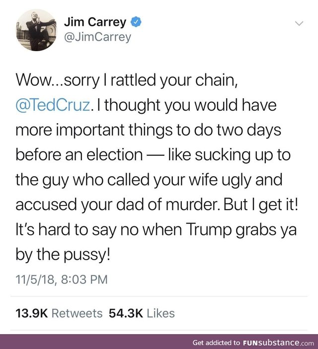 Jim Carrey jokes.. He jokes and we cheer