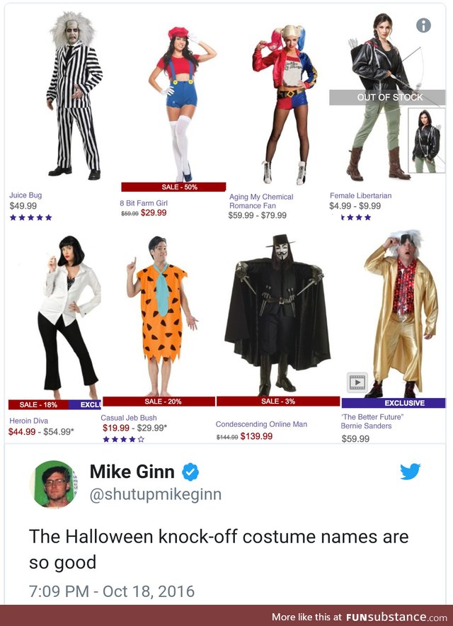 Knock off Halloween costumes