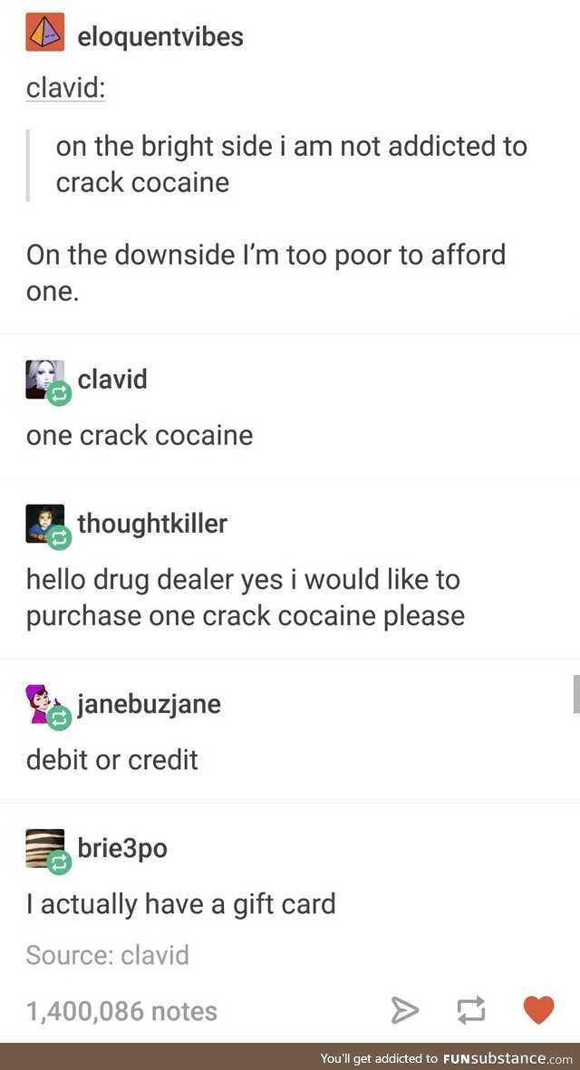 One Crack Cocaine, please