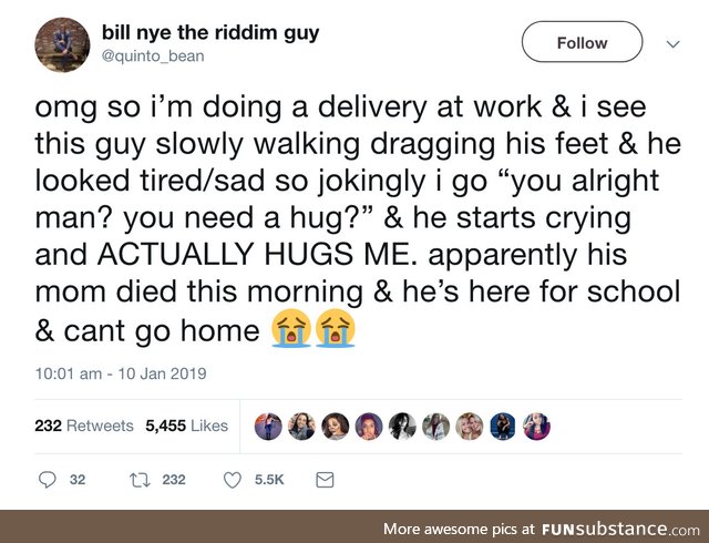 An unexpected hug