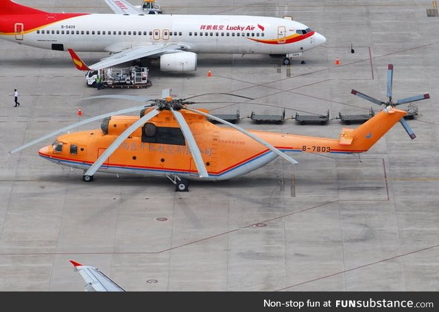 Mi-26 next to 737 shows its massive size