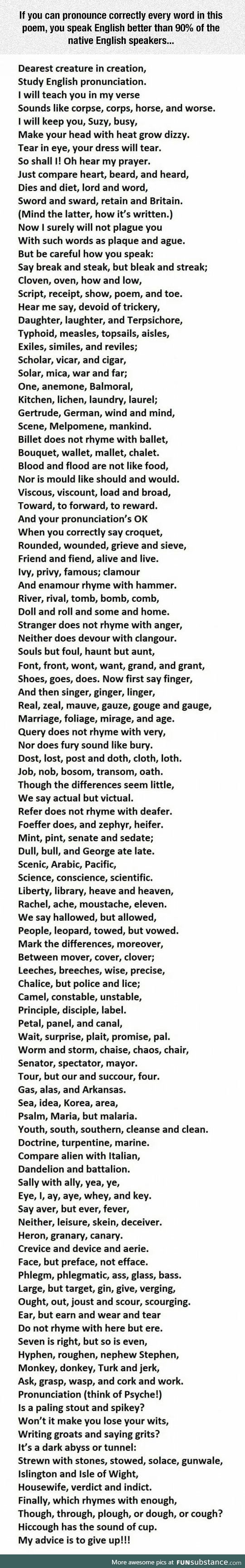 The most difficult english poem
