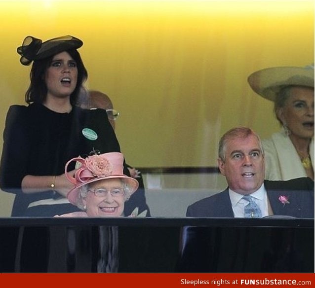 The queen when her horse won at the royal ascot