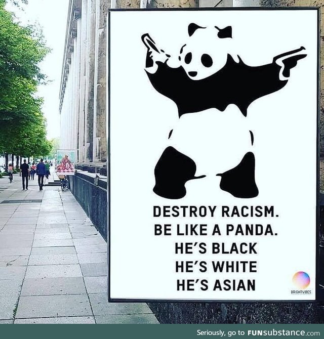 Destroy Racism, Be like Panda