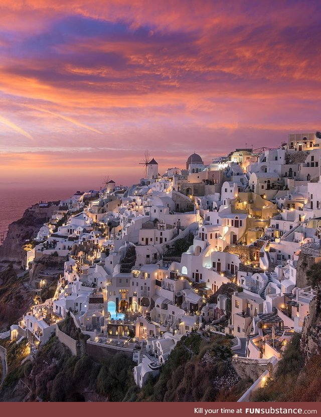 Summer sunset in Santorini, Greece