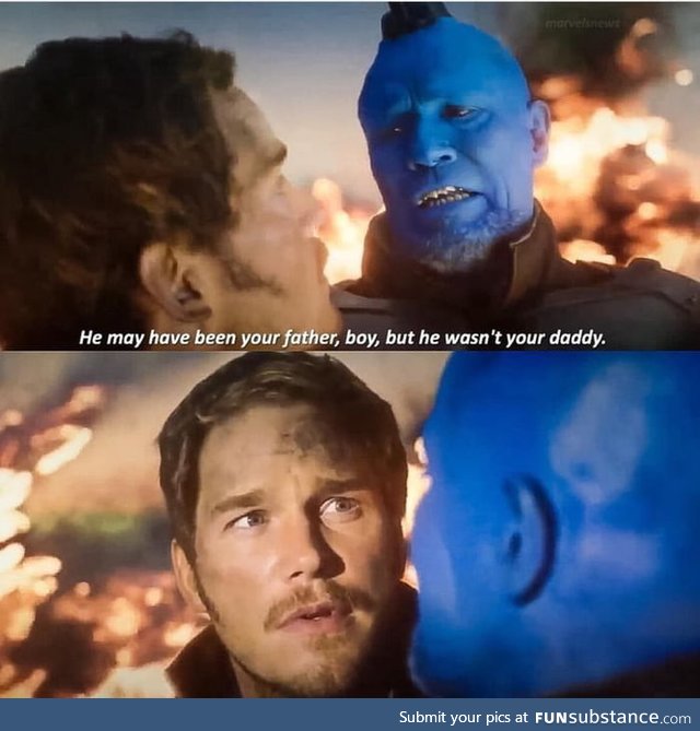 One of the best character developments in MCU Yondu. When men cried