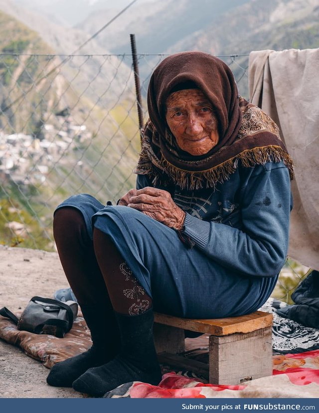 Grandmother Patimat from the village of Tindi, Russia. This year marks 105 years. We wish