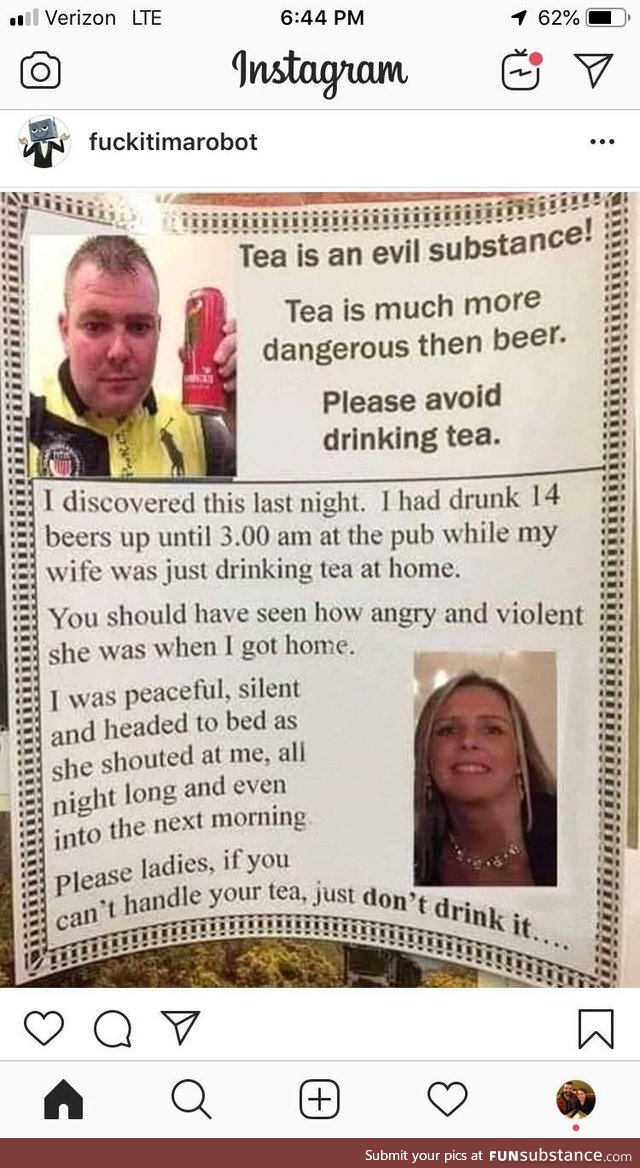 Tea is the evil drink!
