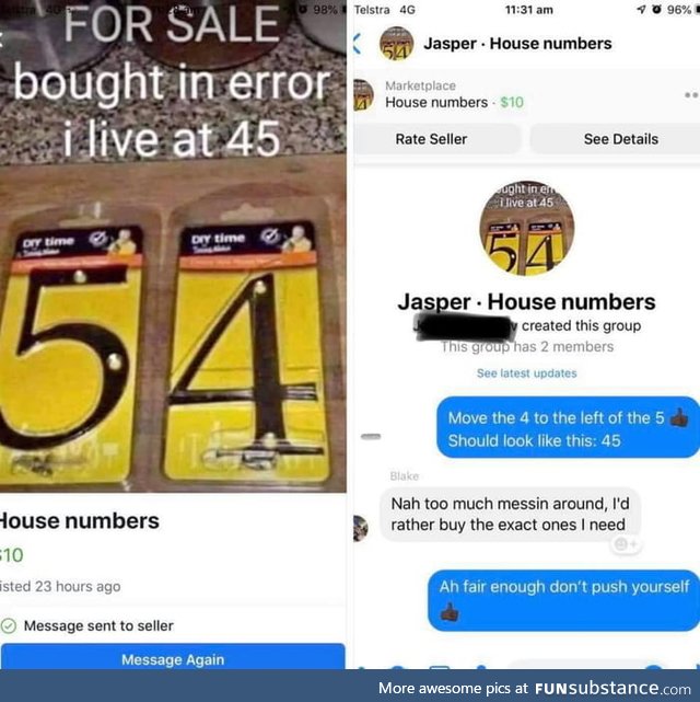 When your house number is 45