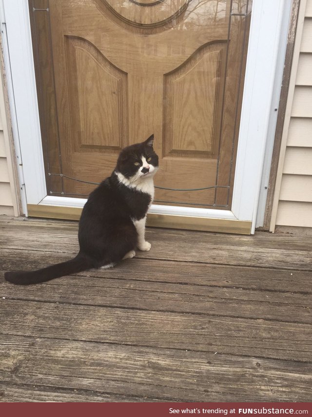 He’s waiting to come in, looking at me like I owe him money. I have no idea who he is