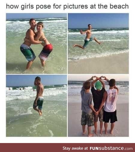 How girls pose at the beach