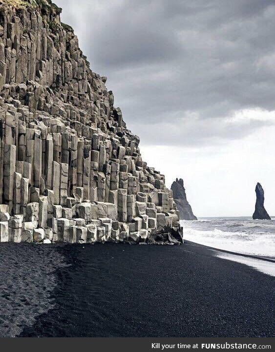 Reynisfjara, a black-sand beach found on the South Coast of Iceland
