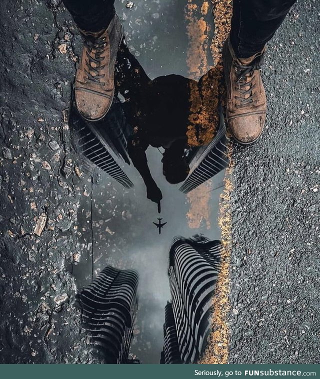 Perfect reflection on the street