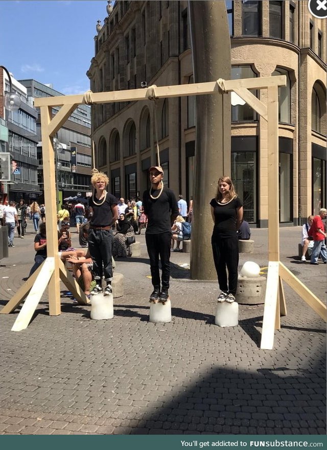 Climate protest in Cologne. They're standing on ice blocks
