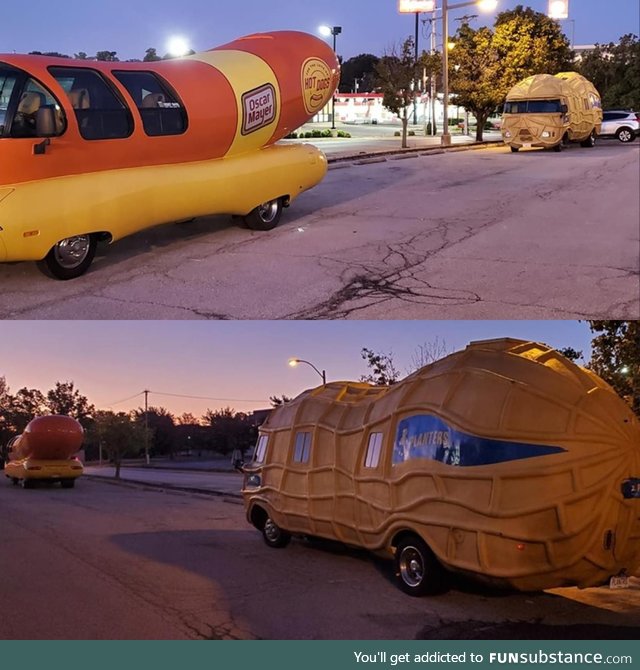 The nut truck behind the Weiner Mobile
