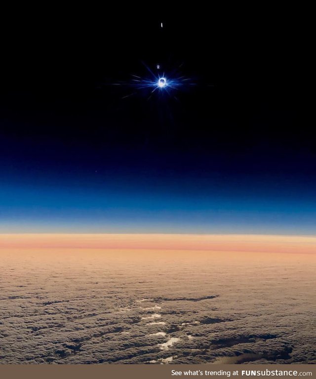 Solar eclipse over the clouds Argentina 2019