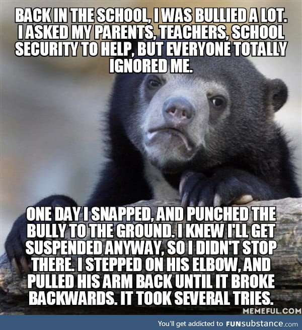 Believe me, he deserved much worse. Not just for bullying me, but dozens of other kids