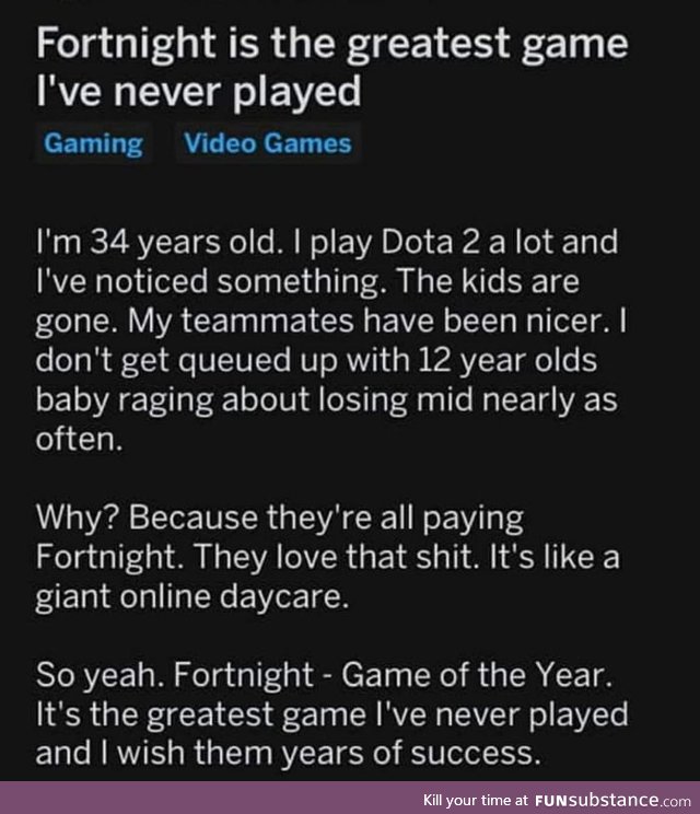In the end, Fortnite is actually good for something