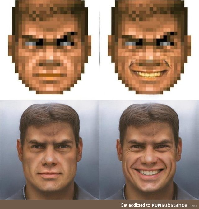 Neural network generated drawings of the man from Doom