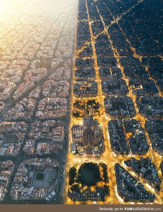 Day to Night in Barcelona