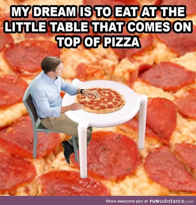 But small pizza will come with smaller table