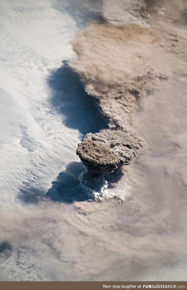 Eruption of the Raikoke volcano off of Russia’s Kamchatka Peninsula over the weekend,