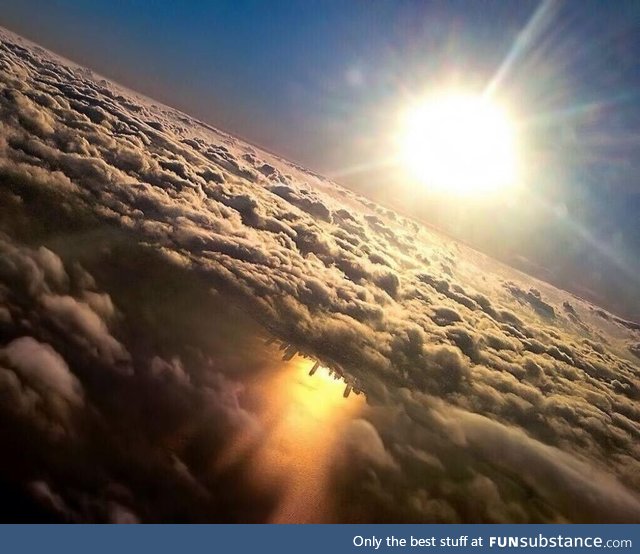 Once in a lifetime shot of Chicago skyline reflected on Lake Michigan