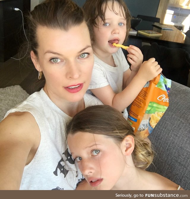 Milla Jovovich and her daughters