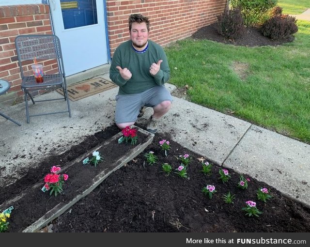 Celebrated my 25th birthday in quarantine planting flowers outside my apartment