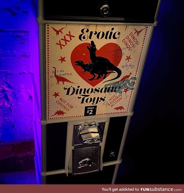 Dinosaur p*rn Vending Machine in Toronto Bar