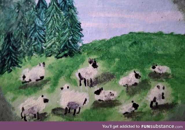 Ze sheep I paint frolic about till they fall asleep