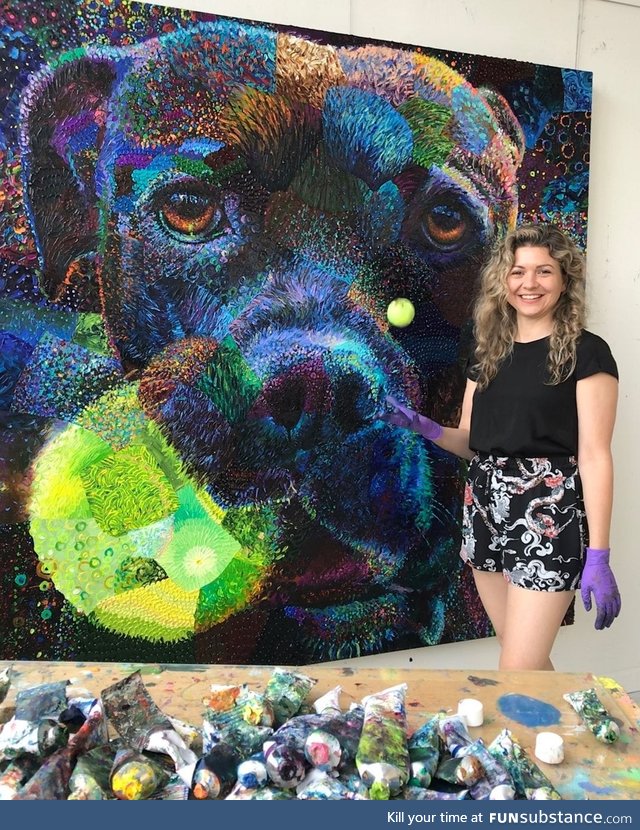 Iris Scott and her amazing finger painting