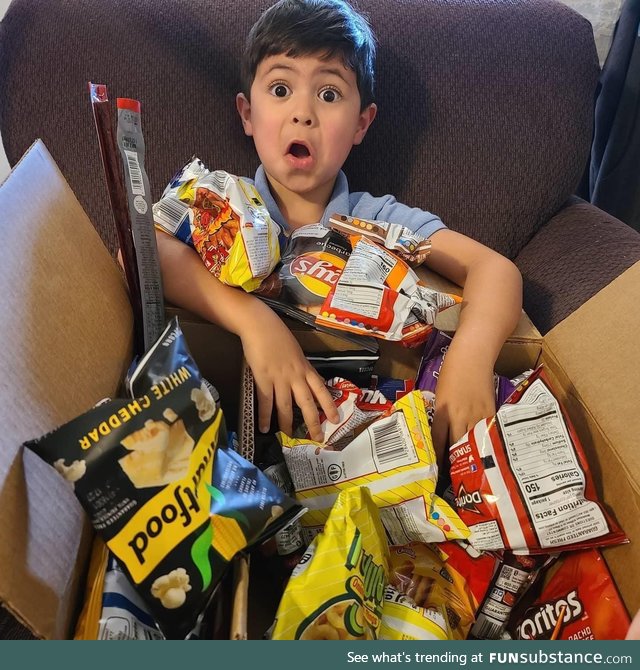 My son made a wishlist on Amazon, and my mom bought him everything on it without telling