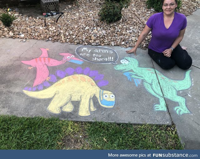My company did a sidewalk chalk contest for managers while working from home during
