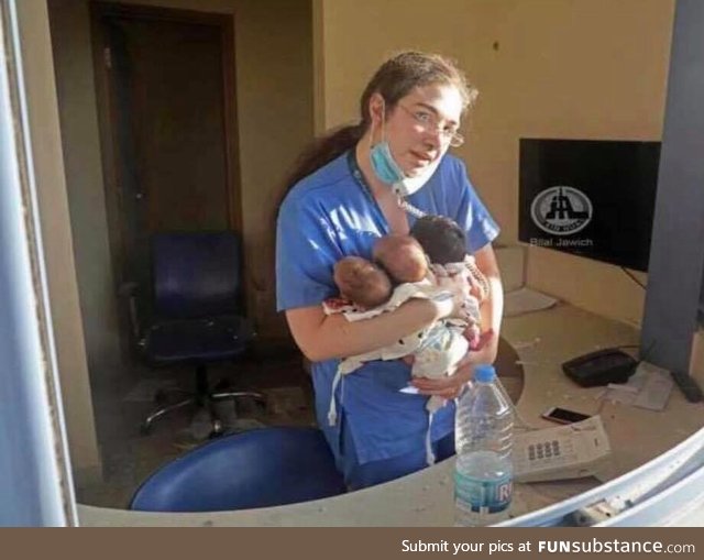 Nurse in Lebanon trying to save 3 babies after the hospital she work at was half