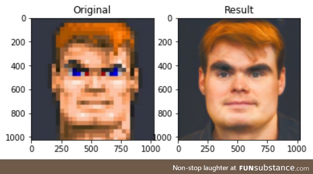 Wolfenstein's BJ Blazkowicz ran through AI driven de-pixelation sofware