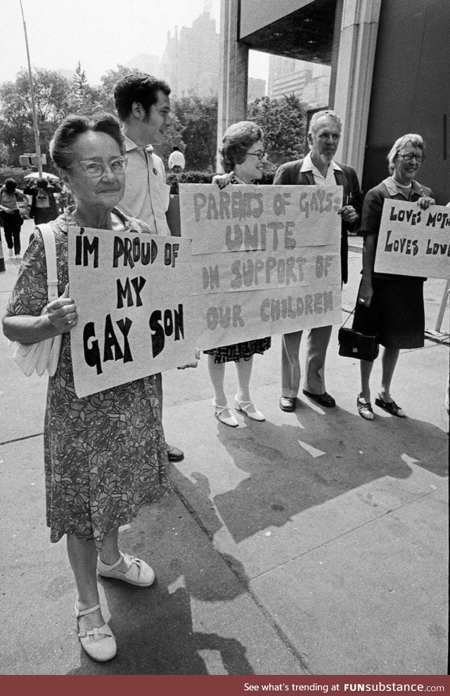 Gay pride 1973. Parents of gay people unite! Happy pride everyone!