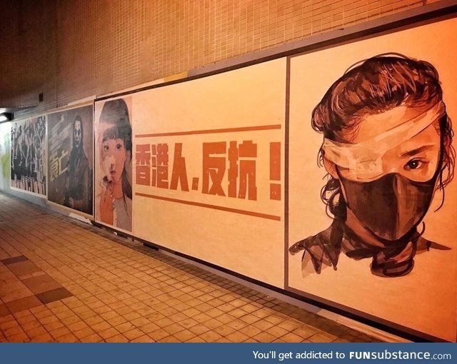 Protest art in Hong Kong. “Hong Kongers, resist!”
