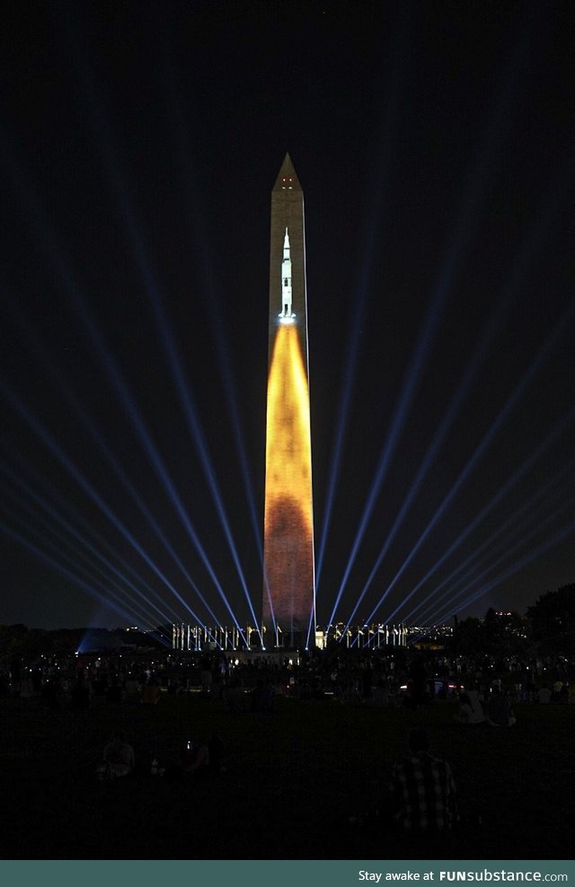 Apollo 11 Lift Off Projected onto the Washington Monument