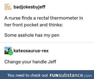 Jeff ***ed up there