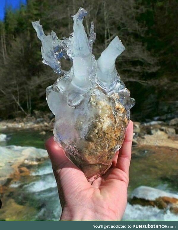 Frozen rock looks like a heart