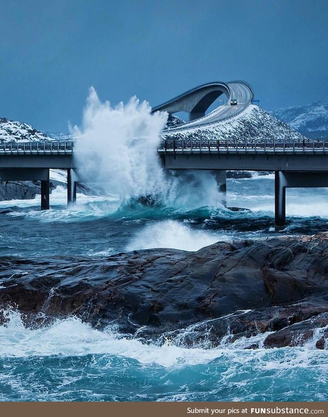 The scary Storseisundet Bridge in Norway