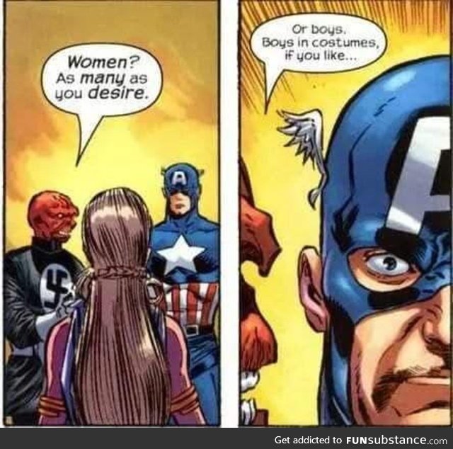 What is Cap's face conveying?