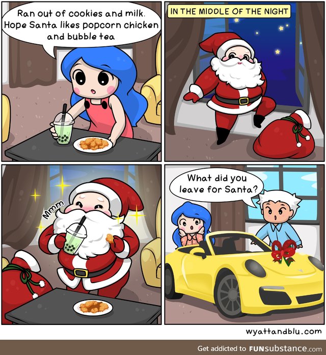 Santa tries bubble tea