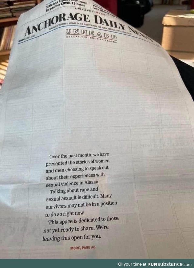 Alaska news paper bringing awareness, love it! I do not own this photo