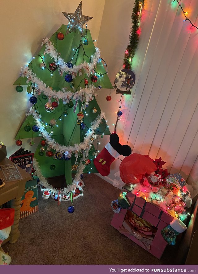 I’m still laid off due to covid so we had to be creative and improvise on our tree this