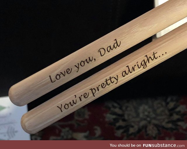 Received some custom engraved drumsticks from my kids for Christmas