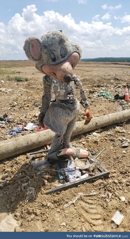 Chuck E. Cheese found in a landfill