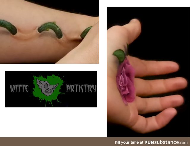 Rose growing inside Arm - Makeup Illusion